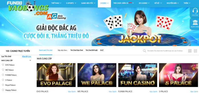 Fun88 là nhà cái Baccarat đổi thưởng chất lượng số 1 Châu Á