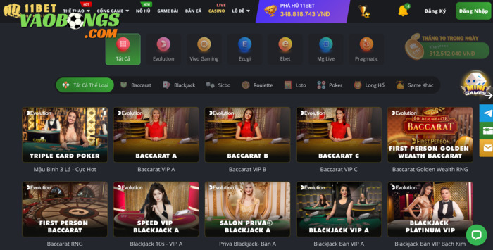 Sân chơi game bài Baccarat đổi thưởng hấp dẫn không nên bỏ qua chính là 11bet